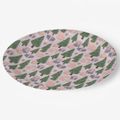 Assiettes En Carton Arbres de Noël Avec Présents Violet Vert Rose (Angle)