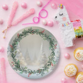 Assiettes En Carton Arbres de Noël blancs (Fête)