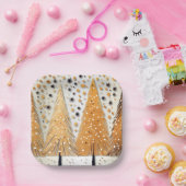 Assiettes En Carton Arbres de Noël dorés Flammes de neige brillantes F (Fête)