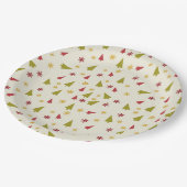 Assiettes En Carton Arbres de Noël en rouge et vert avec des flocons d (Angle)