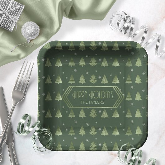 Assiettes En Carton Arbres de Noël Motif Green ID863