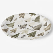 Assiettes En Carton Arbres de Noël vert olive (Angle)