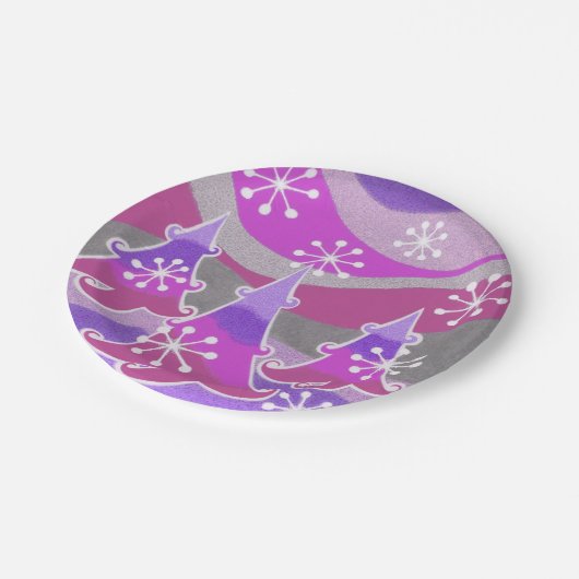 Assiettes En Carton Arbres d'hiver Plaques en papier violet (Angle)