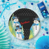 Assiettes En Carton Arbres et Snowman décoratifs (Fête)
