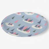 Assiettes En Carton Arbres neigeux modernes du milieu du siècle (Angle)