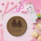 Assiettes En Carton Arbres sur bois brun mariage (Fête)