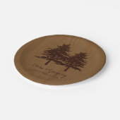 Assiettes En Carton Arbres sur bois brun mariage (Angle)