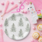 Assiettes En Carton Arbres verts blancs de Noël (Fête)