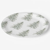 Assiettes En Carton Arbres verts blancs de Noël (Angle)