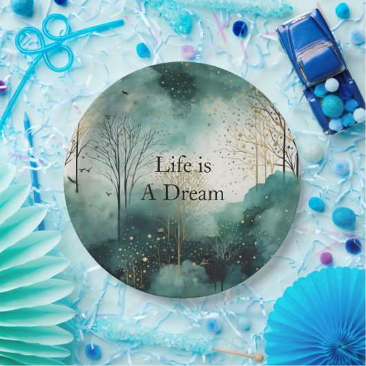 Assiettes En Carton Arbres verts en or (Fête)