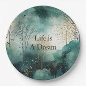 Assiettes En Carton Arbres verts en or (Devant)