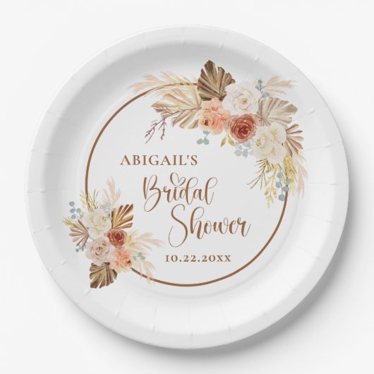 Assiettes En Carton Arc Boho Rustique d'automne pour la Mariée (Devant)