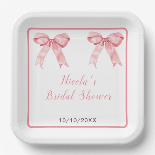 Assiettes En Carton Arc Bridal Shower Mignon Rose (Recto)