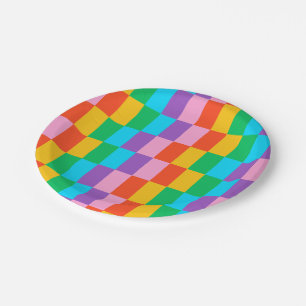 Assiettes En Carton Arc en arc-en-ciel Blocs Plaque en papier - Gras c