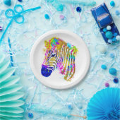 Assiettes En Carton Arc en arc-en-ciel Peinture Zebra Graphique (Fête)
