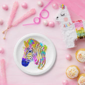 Assiettes En Carton Arc en arc-en-ciel Peinture Zebra Graphique (Fête)