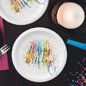 Assiettes En Carton Arc en arc-en-ciel Rayures d'aquarelle et plaques
