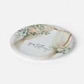 Assiettes En Carton Arc en bois floral verdure Rose Mariage rustique (Angle)