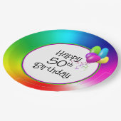Assiettes En Carton Arc-en-ciel 50e anniversaire (Angle)