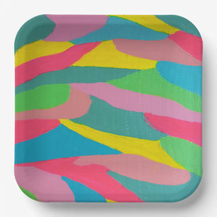 Assiettes En Carton Arc-en-ciel Abstrait