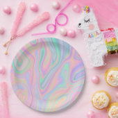 Assiettes En Carton Arc-en-ciel abstrait coloré liquide (Fête)