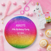 Assiettes En Carton Arc-en-ciel Anniversaire violet jaune étincelle (Fête)