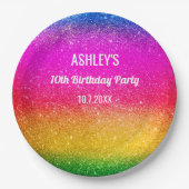 Assiettes En Carton Arc-en-ciel Anniversaire violet jaune étincelle (Devant)