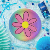 Assiettes En Carton Arc-en-ciel avec plaque en papier rose (Fête)