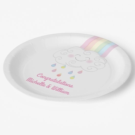 Assiettes En Carton Arc-en-ciel Baby shower (Angle)