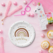 Assiettes En Carton Arc-en-ciel Baby shower Muet Pastel Arc-en-ciel (Fête)