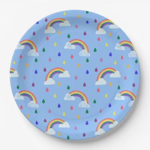 Assiettes En Carton Arc-en-ciel coloré jouant