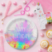 Assiettes En Carton Arc-en-ciel d'éclat de couleur de joyeux (Fête)