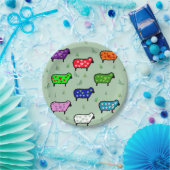 Assiettes En Carton Arc-en-ciel des moutons (Fête)