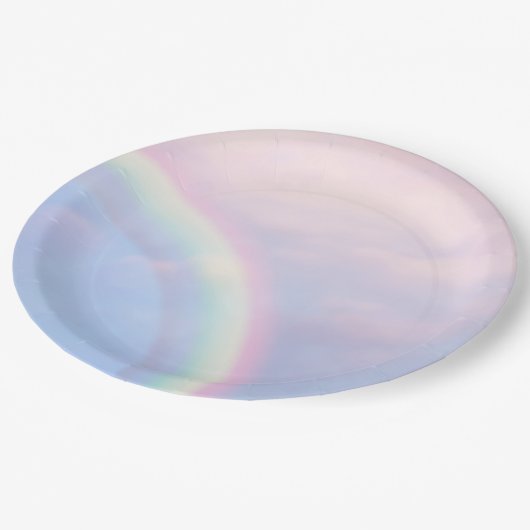 Assiettes En Carton Arc en ciel d'espoir - pastel, (Angle)