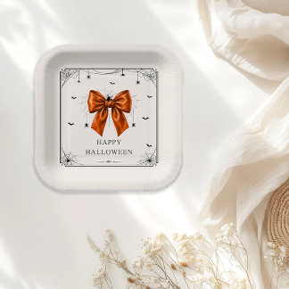 Assiettes En Carton Arc-en-ciel d'Halloween orange