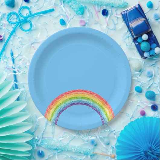 Assiettes En Carton Arc en ciel et ciel bleu (Fête)
