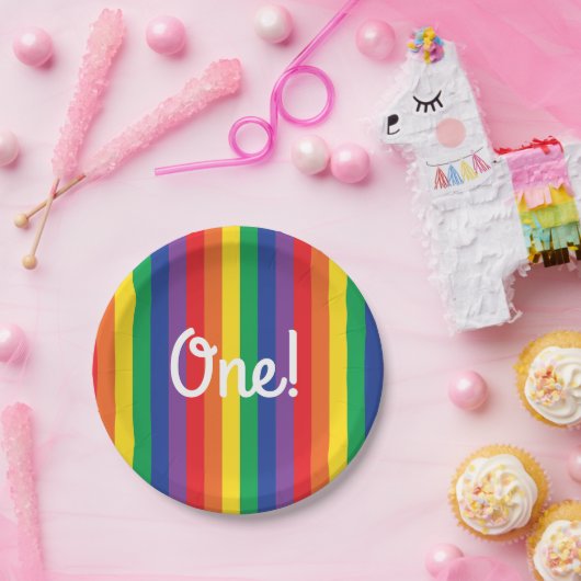 Assiettes En Carton Arc-en-ciel et fête d'anniversaire mignonne de (Fête)