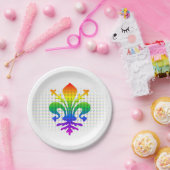 Assiettes En Carton Arc-en-ciel Fleur-de-Lis (Fête)