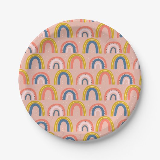Assiettes En Carton Arc-en-ciel plat de fête d'anniversaire (Devant)