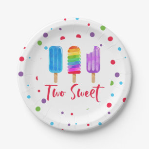Assiettes En Carton Arc-en-ciel Pop Deux Douce 2e Anniversaire