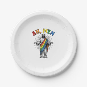 Assiettes En Carton Arc-en-ciel religieux vintage Ah Men
