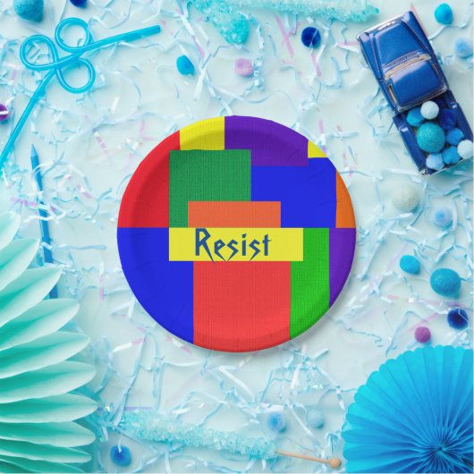 Assiettes En Carton Arc-en-ciel Résiste à l'écaillage Quillette Design (Fête)