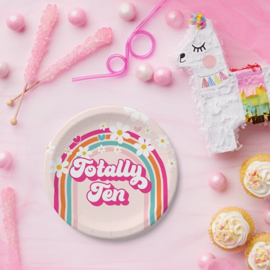 Assiettes En Carton Arc-en-ciel rétro Totalement dix 10e anniversaire (Fête)