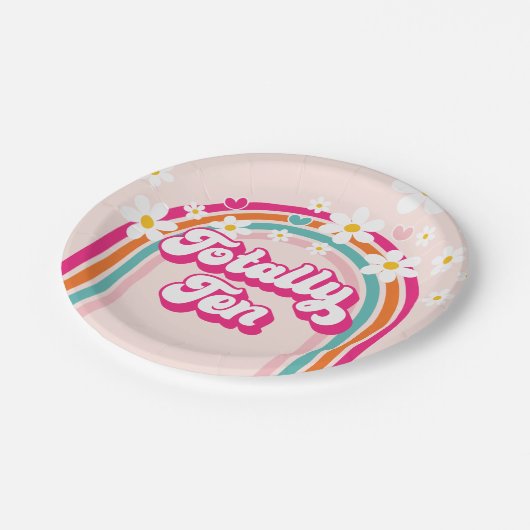 Assiettes En Carton Arc-en-ciel rétro Totalement dix 10e anniversaire (Angle)