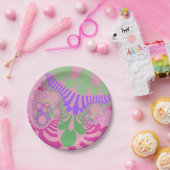 Assiettes En Carton Arc-en-ciel rose (Fête)