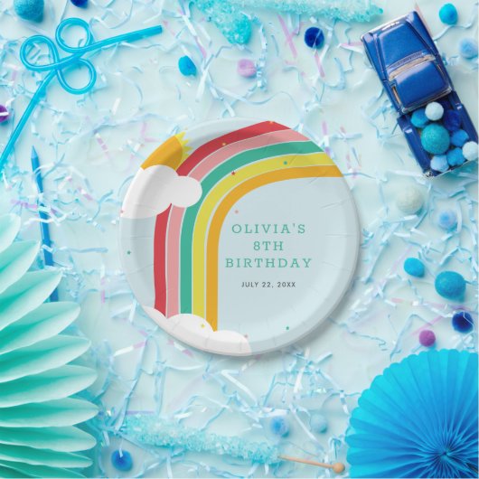Assiettes En Carton Arc en ciel, soleil et nuages Fête d'anniversaire  (Fête)