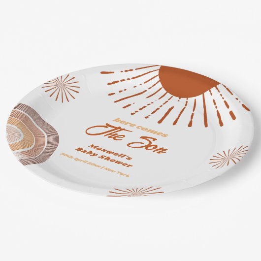 Assiettes En Carton Arc-En-Ciel Voici Le Baby shower Du Fils (Angle)