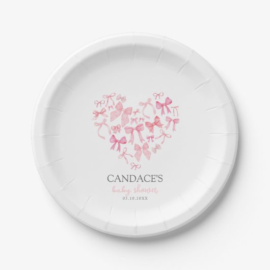 Assiettes En Carton Arc en ruban rose personnalisé pour célébration de (Devant)