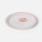 Assiettes En Carton Arc rose citrouille et baby shower en vichy (Angle)