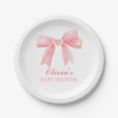 Assiettes En Carton Arc rose et en vichy baby shower préppant (Devant)